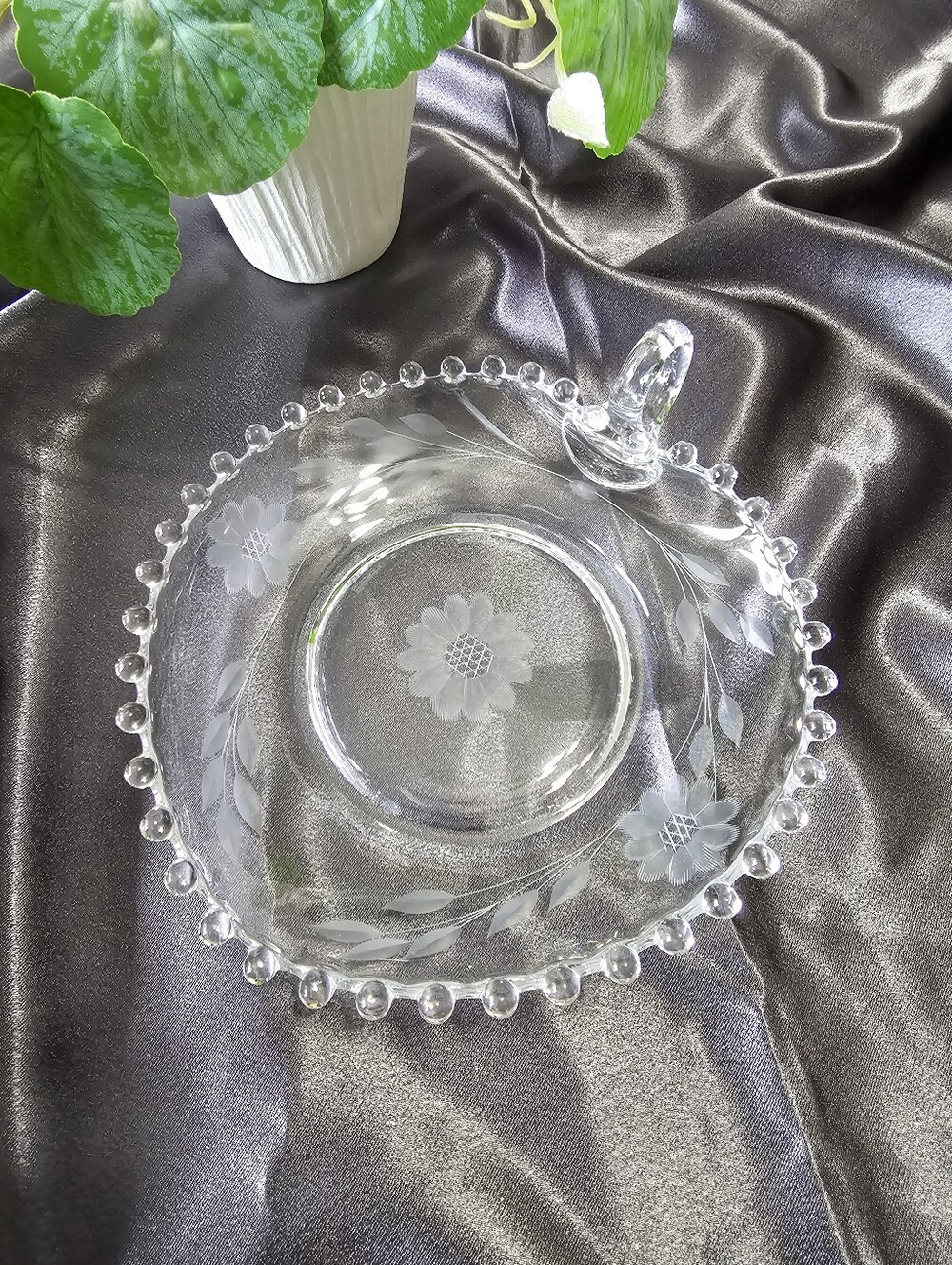 Vintage Hughes Cornflower Heart Tray With Handle